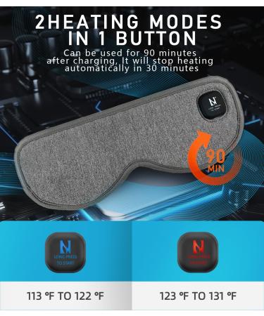 Aroma Season Cordless Heated Eye Mask - Washable & Portable Electric Warm Compress for Dry Eyes, Stye, Blepharitis - Gray - Buy Online on GoSupps.com