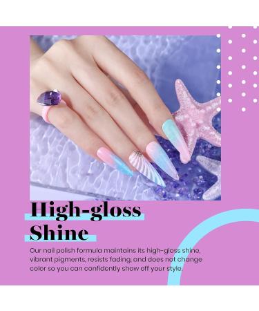 Beetles Mermaid Mantra 20-Color Gel Nail Polish Set with Glitter Soak-Off Shades - Includes Gel Base, Top Coat, Nail Brushes, and Mermaid Stickers - Buy Online on GoSupps.com