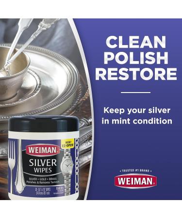 Weiman Jewelry Polish Cleaner and Tarnish Remover Wipes - 20 Count with Polishing Cloth - Use on Silver Jewelry Antique Silver Gold Brass Copper and Aluminum - Buy Online on GoSupps.com