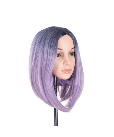 SWACC Ombre Short Hair Bob Wig in Lavender Purple - Synthetic Cosplay Wig for Women and Kids with Wig Cap - Buy Online on GoSupps.com