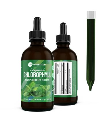 360 Nutrition Liquid Chlorophyll Drops with Peppermint Oil | Natural Detox, Radiant Skin, Cleansing and Digestion Support | 60 Servings Per Container