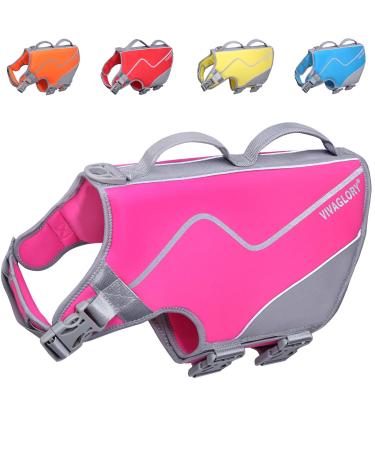 Vivaglory for dogs in a sporty style durable pet security vest comfortable neoprene rescue vests with Velcro fastener pink Xlarge XL: 74-84cm (chest basket) Pink