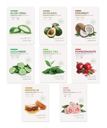 Natural Peau 8 Variety Packs Hydrating Collagen Essence Face Mask (28 g / 0.99 oz.) - Buy Online on GoSupps.com