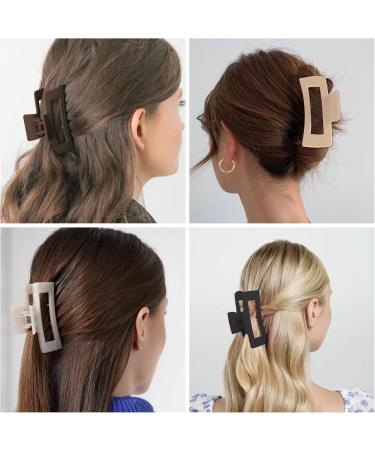 8PCS Hair Claw Clips Large Cute Flower Claw Clip and Matte Nonslip Square Hair Clips Strong Hold Hair Jaw Clamps Claw Clips for Thick and Thin Hair Neutral Hair Claw Hair Accessories for Women Girls - Buy Online on GoSupps.com