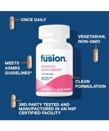 Bariatric Fusion One Per Day Bariatric Multivitamin with Iron for Women | with Hair and Nails Vitamins Blend | Gastric Bypass and Sleeve Gastrectomy | 30 Capsules | 1 Month Supply 30 Count (Pack of 1) - Buy Online on GoSupps.com