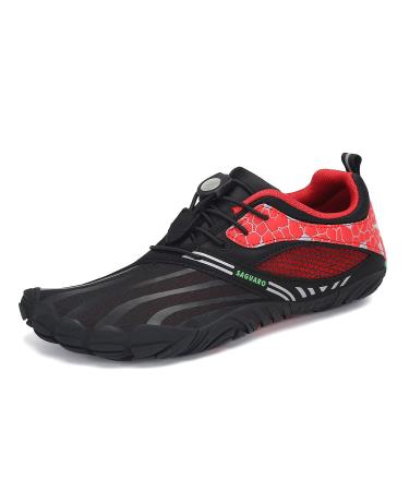 SAGUARO Women's Men's Barefoot Shoes Minimalist Trail Running Shoes Walking | Wide Toe Box | Outdoor Cross Trainer | Zero Drop Sole 12.5 Women/10.5 Men Persian Red