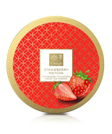TEA Uniqo Strawberry Matcha Powder - Versatile Green Tea for Ice Cream Lattes Shakes & Baking - 100% Natural Re-Lockable Can - Buy Online on GoSupps.com