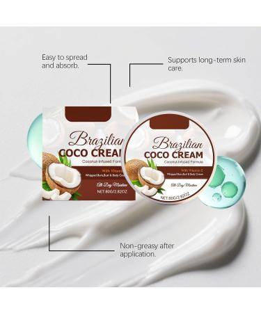 Hydrating Coconut Body Lotion & Cream for Extremely Dry Skin Whipped Coconut Butter Infused with Coconuts Oil for Women & Men Moisturizing Cream for Face Body & Hands Non-Greasy 2.82 oz - Buy Online on GoSupps.com