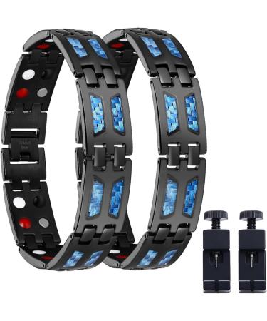 OVEALLGO Titan therapy magnet hardship OVEALLGO Apus Titanstahl Apus-ion-therapy-lympunclog-Titan bracelet with a magnetic ring adjustable tool (2 pieces) 2 pieces.