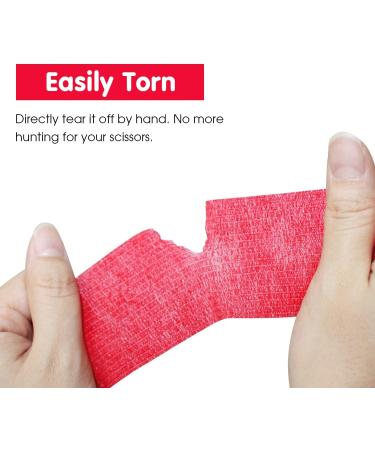 Self Adherent Cohesive Bandage - 4x5 Yards Red Athletic Tape | First Aid for Wrist & Ankle Sprains | 12 Rolls - Buy Online on GoSupps.com