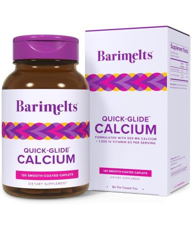 Barimelts Quick-Glide Calcium Easy-to-Swallow Women s Calcium Supplement with Vitamin D3 Bone Health & Strength Support Bioavailable Dicalcium Malate 120 Smooth-Coated Caplets