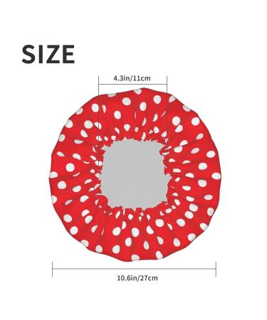 Red White Polka Dot Shower Cap | Double Layer Bath Cap | Adjustable Elastic Band | Stylish for Women - Buy Online on GoSupps.com