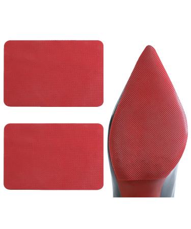 Dr. Foot Shoe Sole Protectors for high-Heels, Self Adhesive Silicone Non-Slip Shoes Cover Bottoms for Women Red