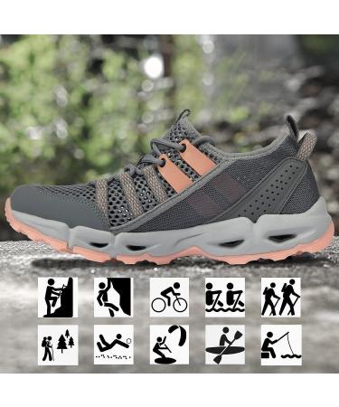 Auzons Women's Water Hiking Shoes - Pink, Size 8 | Quick Dry, Non-Slip Aqua Sneakers - Buy Online on GoSupps.com