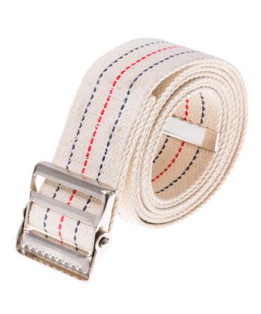 COW&COW Transfer and Gait Belt 60inch - Transfer Walking and Standing Assist Aid for Caregiver Nurse Therapist 2 inches- with Metal Buckle(Beige) Beige With Stripes 60 Inch (Pack of 1)