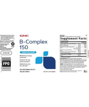 GNC B-Complex 150 Timed-Release | Essential Vitamin B Supplement - Buy Online on GoSupps.com