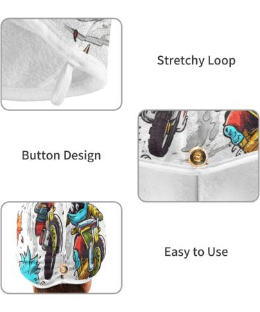 Motorcycle Monster Hair Towel 2 Pack - Super Absorbent Quick Dry Hair Turbans for Women & Girls - Buy Online on GoSupps.com