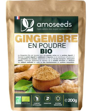 Organic Ginger Powder 200G | Antioxidant Joints Anti-Nausea | Lemon and Spicy Taste | Superior Quality