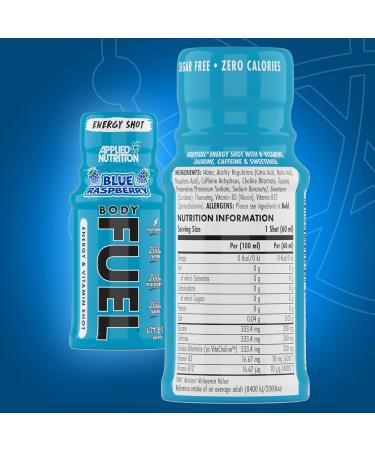 Applied Nutrition BodyFuel Energy Shot - Body Fuel Prime Energy Shot Physical Performance with B-Vitamins Taurine Caffeine Sugar Free Zero Calories (Box 12 Units x 60ml) (Blue Raspberry) Blue Raspberry 60 ml (Pack of 12) - Buy Online on GoSupps.com