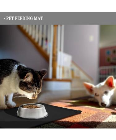 Reopet Silicone Feed Mats for Pets - Waterproof Dog & Cat Mats with Elevated Edges - 60x40 cm (1-Pack) - Coal Black - Buy Online on GoSupps.com