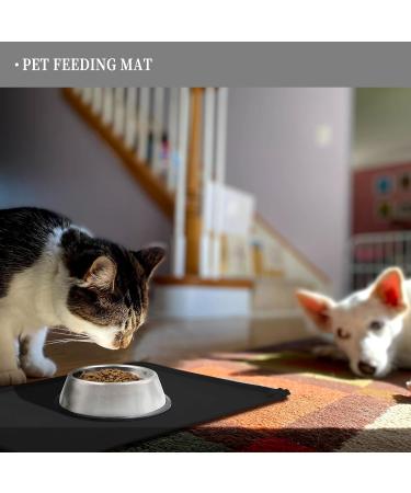 Reopet Silicone Feed Mats for Pets - Waterproof Dog & Cat Mats with Elevated Edges - 47x30 cm (1-Pack) - Coal Black - Buy Online on GoSupps.com