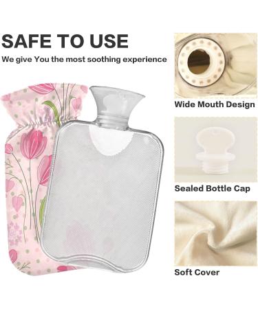 Red Tulips Hot Water Bottle 2L - BPA-Free Cover Included Large Pain Relief & Hot/Cold Compress - Buy Online on GoSupps.com