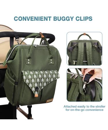 Lekebaby Dark Green Diaper Backpack - Multifunctional Large Capacity Baby Bag with Diaper Pad for Travel | Ideal for On-the-Go Parents - Buy Online on GoSupps.com