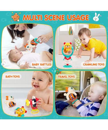 Baby Toys Set: 3 High Chair Suction Rattle & Sensory Development Tray - Ages 6-12 Months to 2 Years - Buy Online on GoSupps.com
