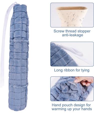 OWOZOI Long Hot Water Bottle with Soft Furry Cover - 72cm Full Body Wrap, Waist Hot Water Bottles for Pain Relief, Neck & Shoulder Thermotherapy - Blue - Buy Online on GoSupps.com