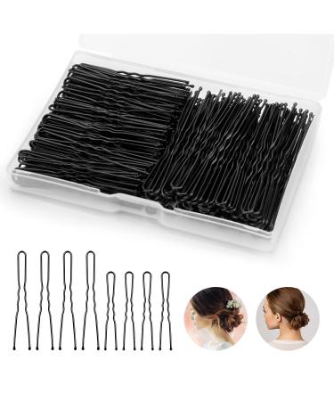220pcs U Shaped Hair Pins  BEIAKE Hairpins for Buns  Black Bobby Pins for Kids Girls Women and Hairdressing Salon  Hair Accessories for All Hair Types (2IN & 2.4IN)