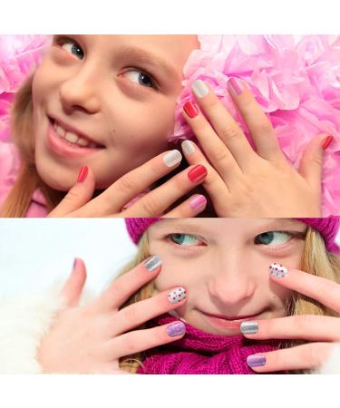 240 Pieces Kids Pre-glue Full Cover Fake Nails | Cartoon Press-on Gradient Short Nail Tips for Girls - Buy Online on GoSupps.com
