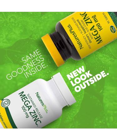 Nature's Plus Mega Zinc 100 mg - 90 Tablets | Premium Immune Support & Health - Buy Online on GoSupps.com
