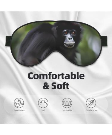 Black Gibbon Monkey Print Soft Eye Mask | Sleep Mask for Men & Women | Travel-Friendly Design for Restful Sleep - Buy Online on GoSupps.com