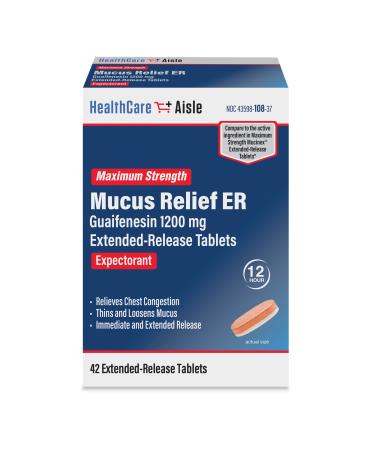 HealthCareAisle Guaifenesin 1200 mg Extended Release - 42 Tablets - Mucus Relief Expectorant for Chest Congestion Relief