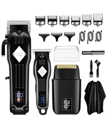 Kuxssul Professional Men's Hair Clipper and Trimmer Kit Electric Shaver Beard Foil Shaver Razor for Home/Barber/Salon Black