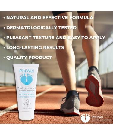 Foot deodorant PhiWei foot cream ointment for the effective elimination of foot odour treatment with 80% ingredients of natural origin effective for 24 hours no odour fresh feet 100 ml. - Buy Online on GoSupps.com
