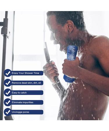 African Exfoliating Body Net Bath Sponge Set - 4 Pieces Nylon African Net Sponge with Soap Mesh, Adhesive Hooks - Bathing Scrubber for Smooth Skin - 29inch Stretch Length - Blue/Purple - Buy Online on GoSupps.com