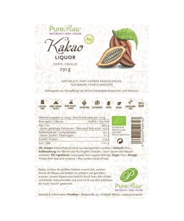 Kocao 100% Organic Raw Criollo Cocoa Mass - Vegan Sugar-Free Chocolate (250g) | Pureeraw - Buy Online on GoSupps.com