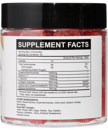 ENERZAA Daily Creatine Complex Gummies 4.5g Active Blend with Essential Electrolytes 2 Gummies per Day | 60 Count Jar | Supports Daily Vitality & Hydration (Sour Watermelon Flavor) - Buy Online on GoSupps.com
