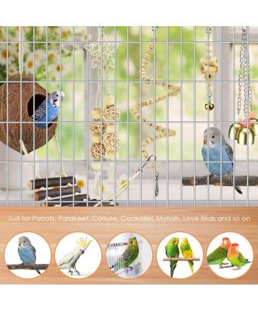 KATUMO Bird Toys Set - Hideout, Perch, Swing, Chew Toys - Bird Cage Accessories for Parakeets, Budgies, Cockatiels, Lovebirds - 6pcs - Buy Online on GoSupps.com
