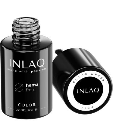 INLAQ HEMA Free UV Nail Polish Black Dress 6 ml - gel nail polish free from HEMA - gel polish UV varnish in different UV LED gel colours 14 - Black Dress - Buy Online on GoSupps.com