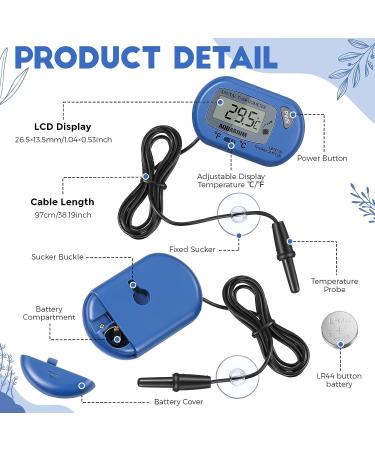 Digital Aquarium Thermometer - 2-Pack LCD Water Temperature Sensors with Suction Cup for Turtle & Fish - Accurate Terrarium Monitoring - Buy Online on GoSupps.com