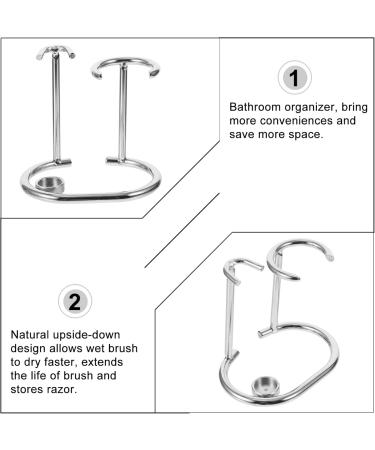 Heallily Razor Holder & Straight Shaver Stand - Steel Shaving Set Organizer for Men | Premium Alloy & Wooden Razor Stand - Buy Online on GoSupps.com