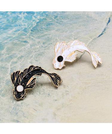 GuassLee Enamel Fish Brooch Pin Set - 2pcs Cute Black and White Cartoon Lapel Pins for Backpacks, Clothes, and DIY Accessories - Buy Online on GoSupps.com
