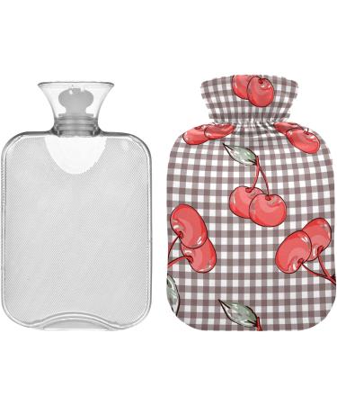 Naanle Plaid Cherry Hot Water Bottle - 1L Transparent Heat Bottle for Hand Warmer & Pain Relief Therapy - Ideal for Cold & Hot Treatment - Buy Online on GoSupps.com