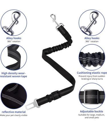 Adjustable Dog Car Seat Belt Harness Pet Safety Belt with Elastic Strap Dog Car Harness for Travel Black 20in-29in long - Buy Online on GoSupps.com