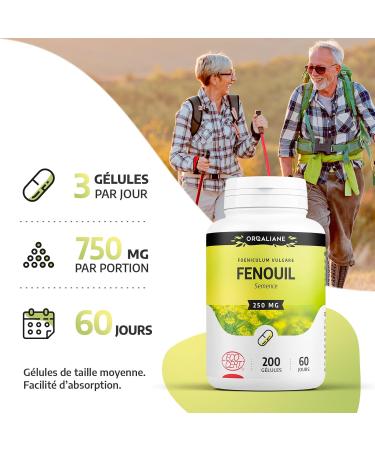 Fennel 250 mg - 200 capsules - Ecocert certified - Buy Online on GoSupps.com