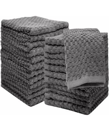 Pleasant Home Washcloths Set - 12x12, 12 Pack, 550 GSM, 100% Ring Spun Cotton - Super Soft & Absorbent Face Towels in Grey Honeycomb Design - Buy Online on GoSupps.com