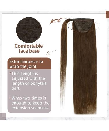 Runatur Real Hair Clip-in Braid Extensions - 50cm Long Brown Ponytail Smooth 80g Hair - Color #4 - Buy Online on GoSupps.com