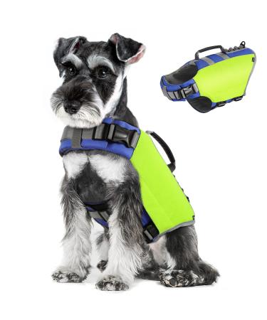 Pawaboo life jacket Dog adjustable dog vest with strong buoyancy and long -lasting rescue handle reflective rescue vests for dogs swimming surfing booting S light yellow S light yellow